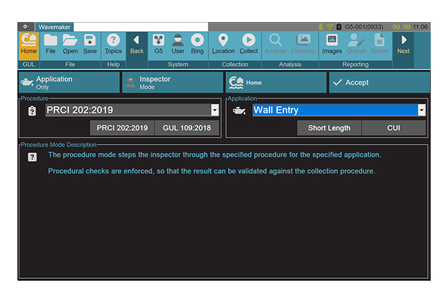 Intuitive Procedure Based Onboard WaveProX Software. Wavemaker® G5 - Procedure-Based Operation - PRCI 202:2019
